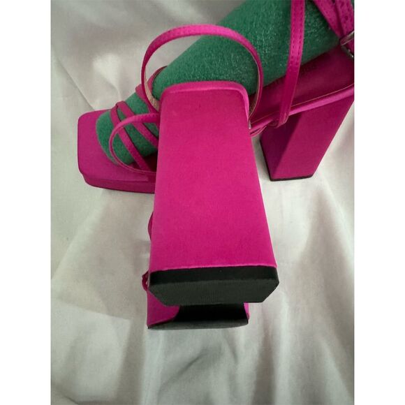 Zara Women's Pink Strappy Platform Block Heel sandals Size 9 - Picture 5 of 6